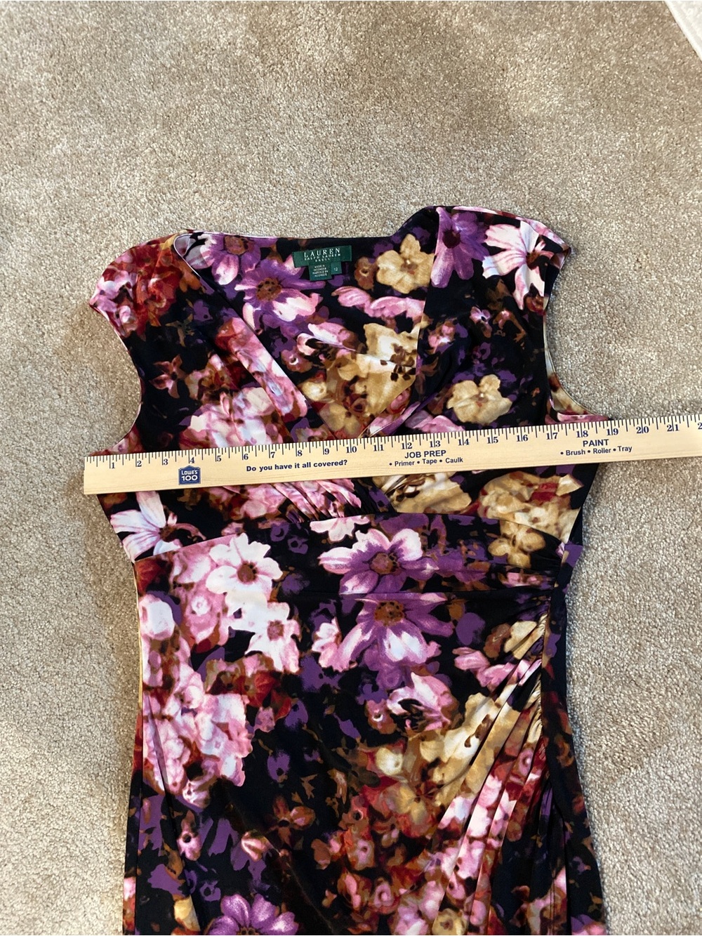 Lauren Ralph Lauren Floral Ruched Faux Wrap Sheath Dress 12 - Picture 3 of 5